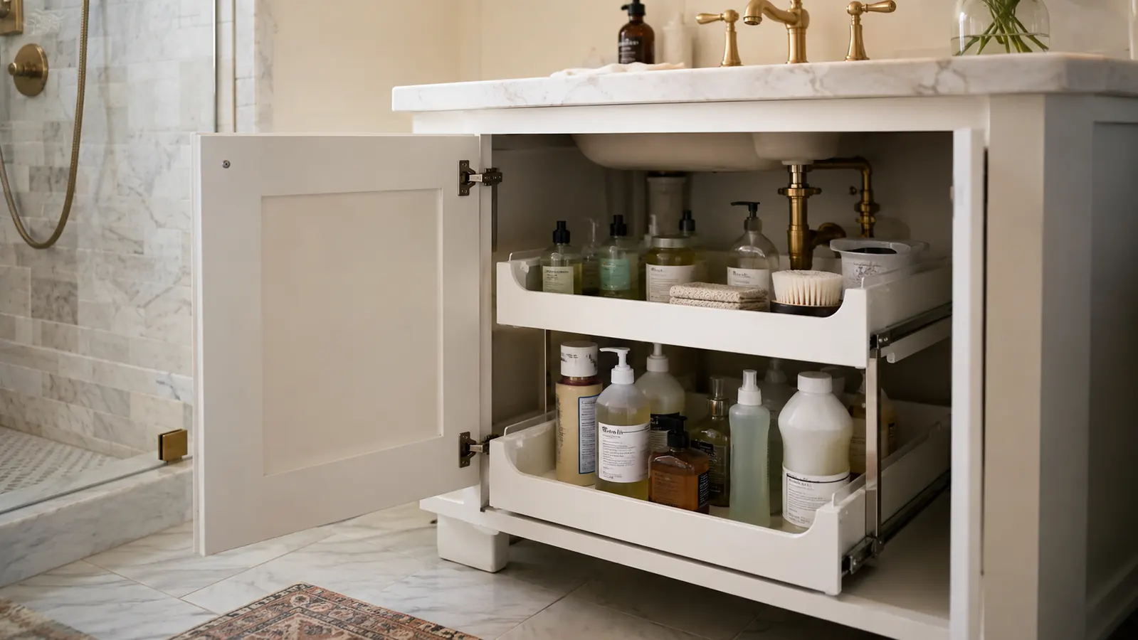 How a Pull-Out Shelf Ended the Black Hole Under My Bathroom Sink
